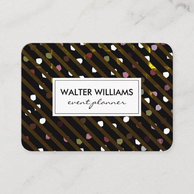 Modern Stripes and Dots Texture Business Card (Front)