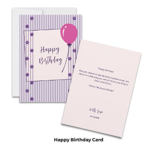 Modern Stripes and Flower Rows Birthday Card