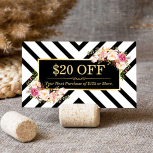 Modern Stripes Beauty Salon Discount Coupon Card