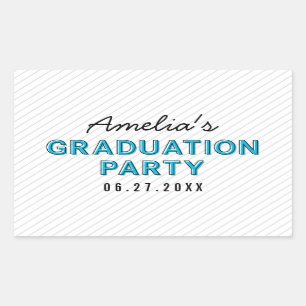 Modern Stripes Blue Graduation Party Rectangular Sticker