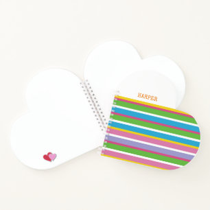 Modern Stripes Bright Colours NAME Preppy Hip Fun Notebook