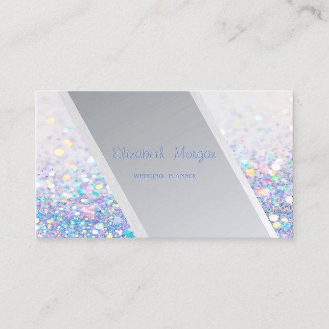 Modern Stripes,Colourful Glittery Bokeh Business Card (Front)