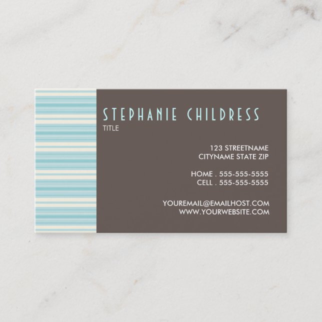 Modern Stripes Contemporary Personal Business Card (Front)
