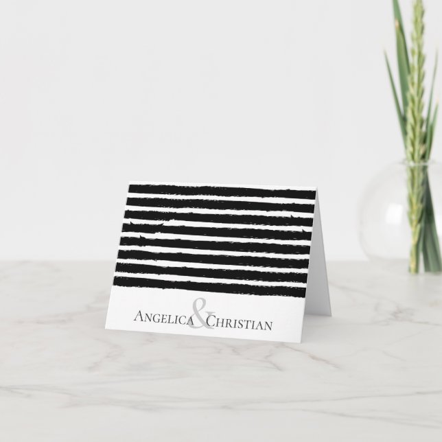 Modern Stripes Couples Personalised Stationery Thank You Card (Front)
