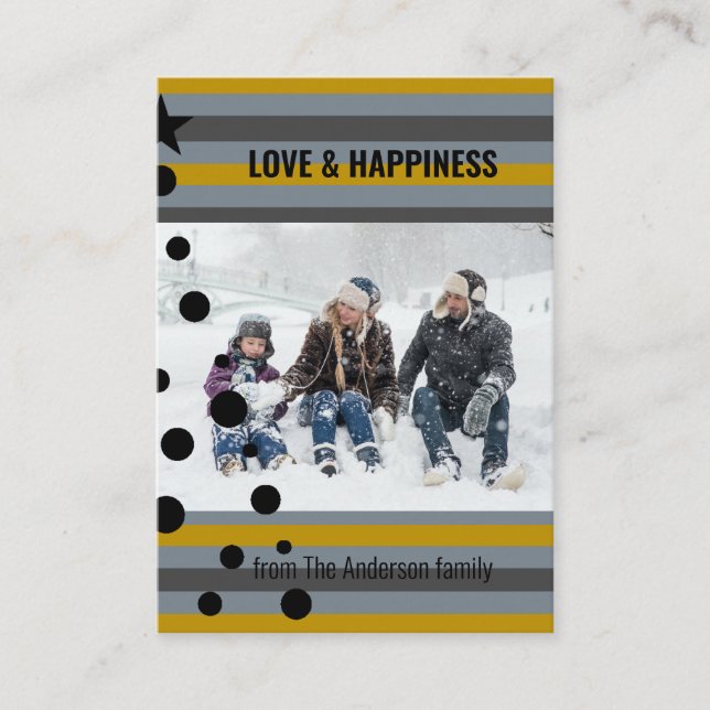 Modern Stripes Custom Photo Christmas Tree Holiday Card (Front)