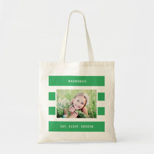 Modern Stripes Editable Colour Personalised Photo Tote Bag