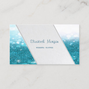 Modern Stripes, Glittery Bokeh Business Card