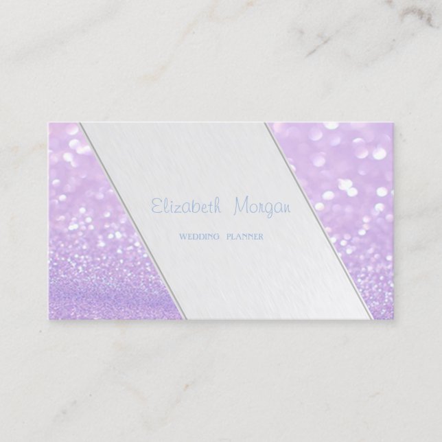 Modern Stripes, Glittery Bokeh Business Card (Front)