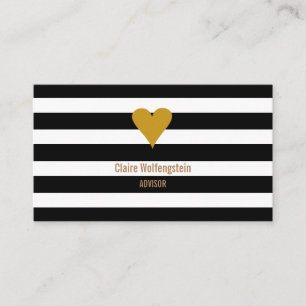 Modern Stripes Gold Heart Professional Business Card