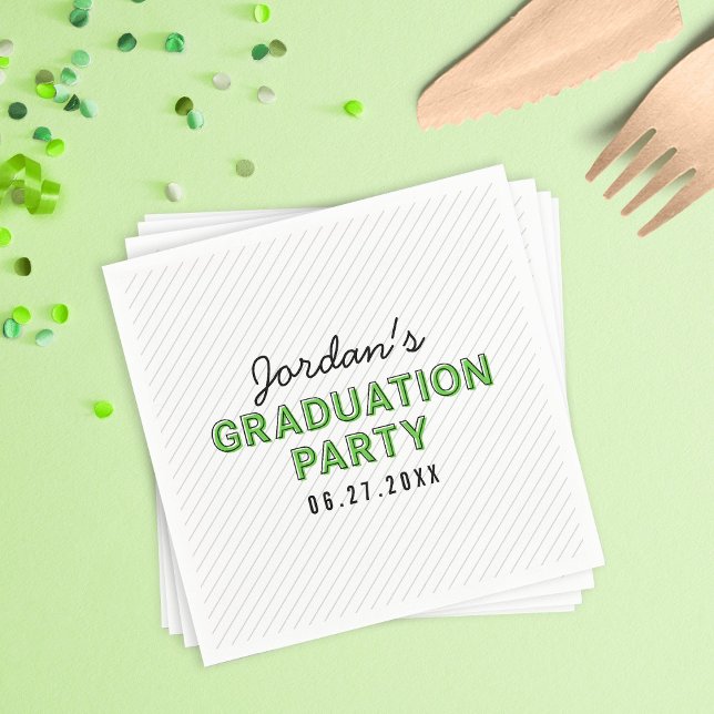 Modern Stripes Green Graduation Party Napkin (Creator Uploaded)