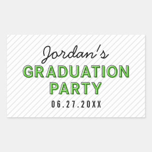 Modern Stripes Green Graduation Party Rectangular Sticker