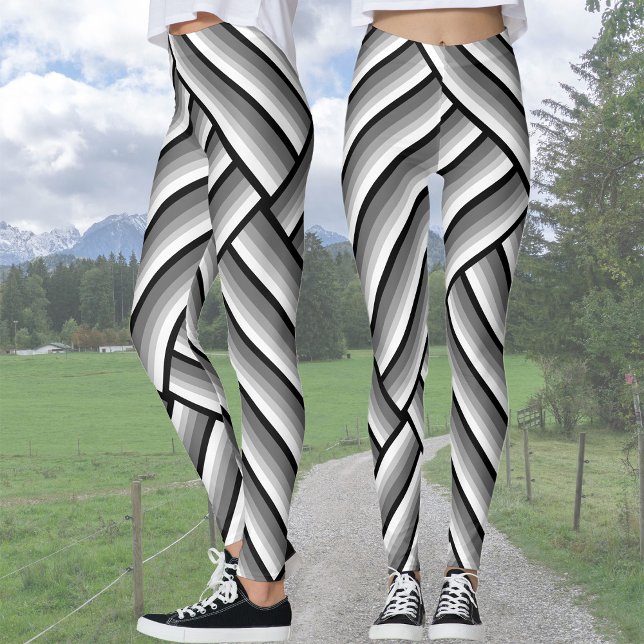 Modern stripes in black, white and grey - cool  leggings (Creator Uploaded)