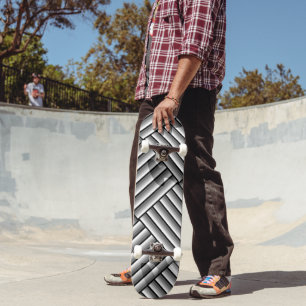 Modern stripes in black, white and grey - cool  skateboard