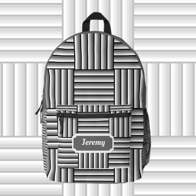 Modern stripes in black, white and grey - custom   printed backpack (Creator Uploaded)