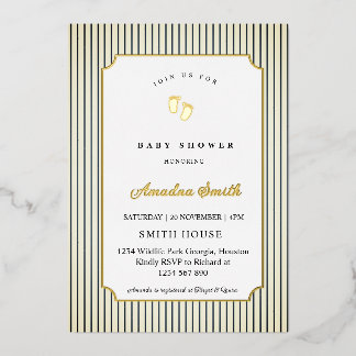 Modern Stripes Little Feet Baby Shower Foil