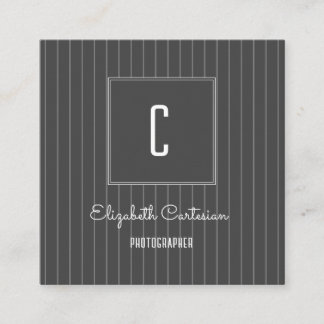 Modern Stripes Monogram | Grey Calling Card