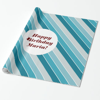 Modern stripes ocean blue table runner cover wrapping paper