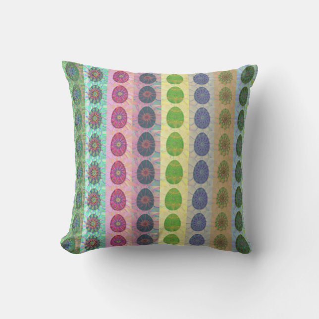 Modern Stripes of Abstract Coloured Easter Eggs Ar Cushion (Front)