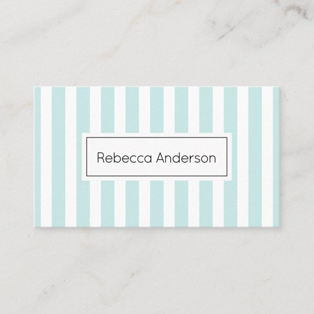 Modern stripes pastel blue pattern business card (Front)