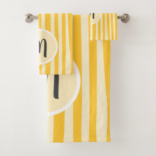 Modern stripes pattern custom colours monogrammed bath towel set