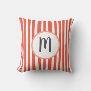 Modern  stripes pattern custom colours monogrammed cushion