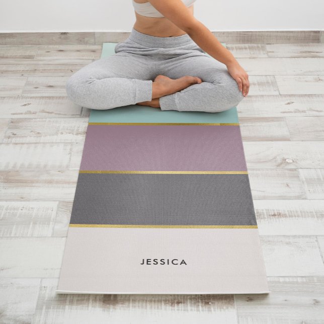 Modern Stripes Pattern Personalised  Yoga Mat (Creator Uploaded)