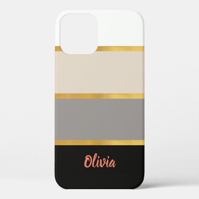 Modern Stripes Pattern with Name Case-Mate iPhone  Case (Back)