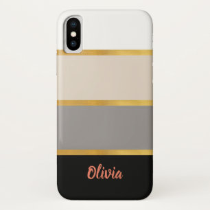 Modern Stripes Pattern with Name Case-Mate iPhone Case