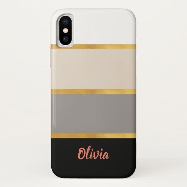 Modern Stripes Pattern with Name Case-Mate iPhone  Case (Back)