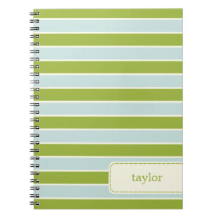 Modern Stripes Personalised Notebook - Green/Blue