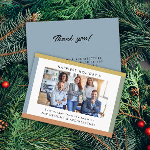 Modern Stripes Photo Holiday Business Card