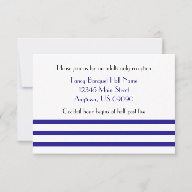 Modern Stripes Reception Cards (Navy Blue) (Front)