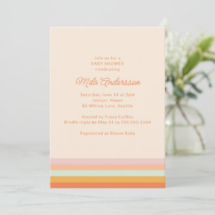 Modern Stripes Retro Pastel Summer Baby Shower Invitation