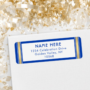 Modern Stripes Royal Blue and Gold Return Address