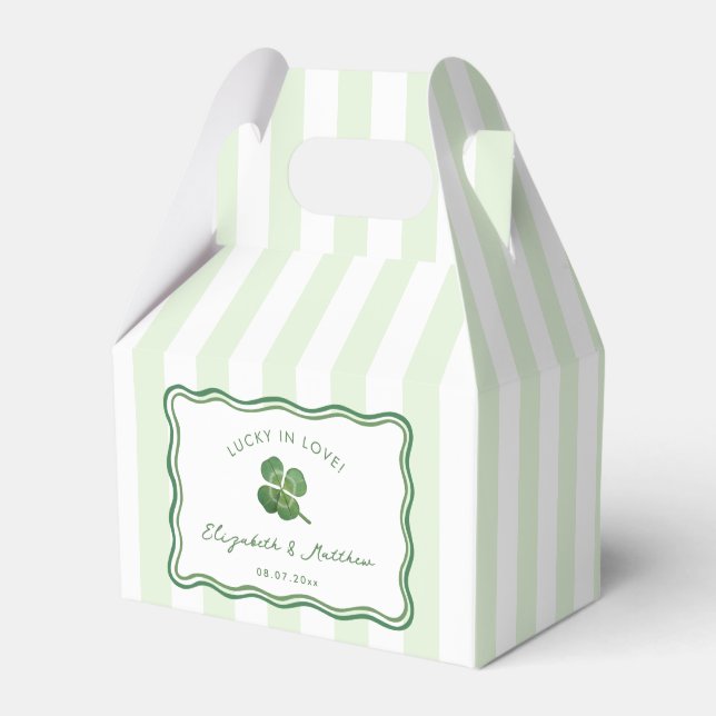 Modern Stripes St Patricks Day Wedding Shower Favour Box (Front Side)