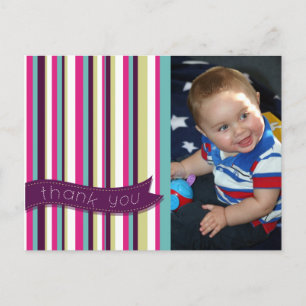 Modern Stripes Teacher Thank You Photo Postcard