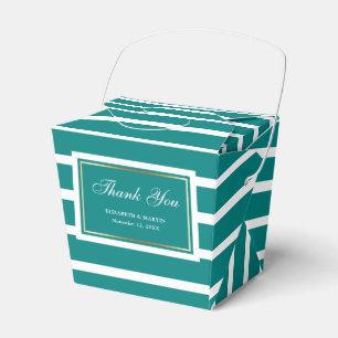 Modern Stripes Teal White Wedding Thank You Favour Box