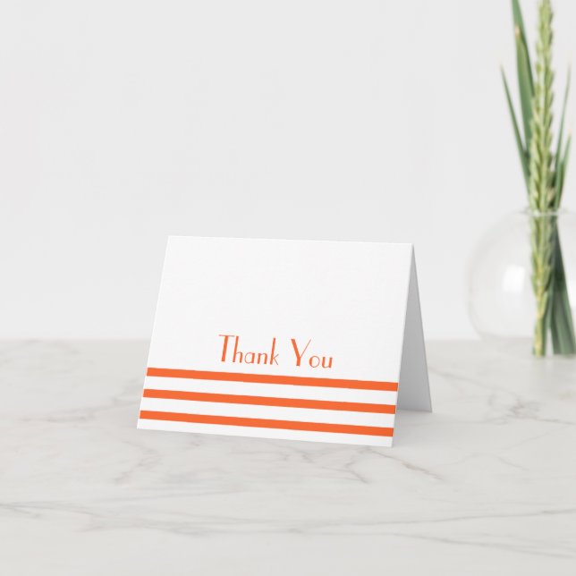 Modern Stripes Thank You Note Cards (Orange) (Front)