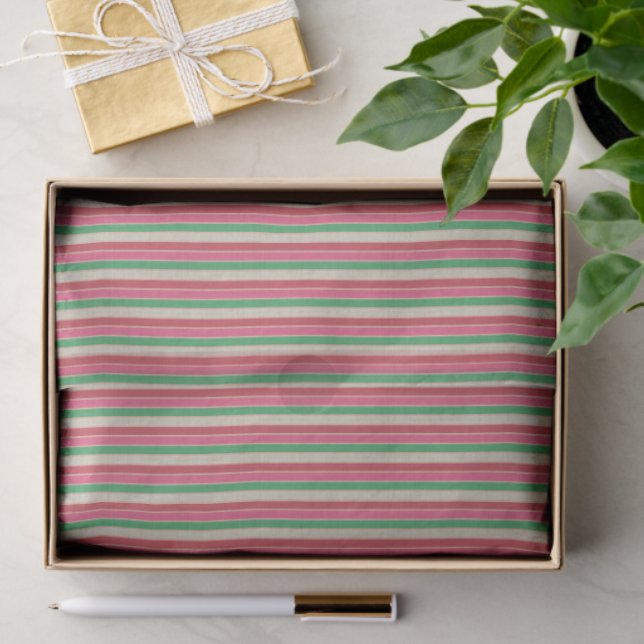 Modern Stripes Tissue Paper Pink Red Green Cream (Gift)