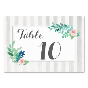 Modern Stripes Wedding Watercolor Bohemian Custom Table Number