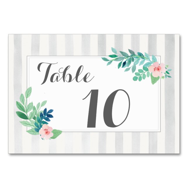 Modern Stripes Wedding Watercolor Bohemian Custom Table Number (Front)