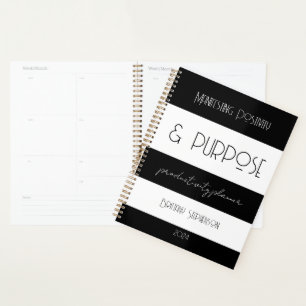 Modern Stripes White Black Calendar Planner Custom