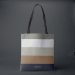 Modern Stripes with Monogram Earthy Tote Bag<br><div class="desc">Colourful trendy striped pattern - featuring harmonious colours in earthy colours. Personalise with your name or monogram.  If you need it in different colours please click on the contact button under the product description,  I'm happy to help.</div>