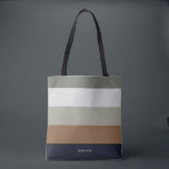 Modern Stripes with Monogram Earthy Tote Bag<br><div class="desc">Colourful trendy striped pattern - featuring harmonious colours in earthy colours. Personalise with your name or monogram.  If you need it in different colours please click on the contact button under the product description,  I'm happy to help.</div>