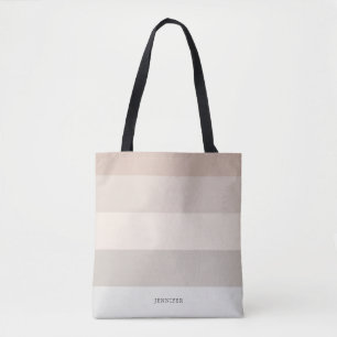 Modern Stripes with Monogram Pastel Tote Bag