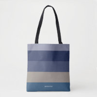 Modern Stripes with Monogram Shades of Blue
