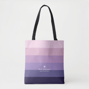 Modern Stripes With Monogram Shades Of Purple Tote Bag