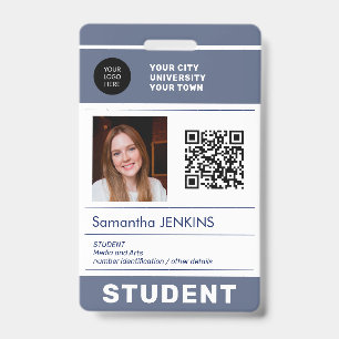 Modern student photo ID QR code school university Badge