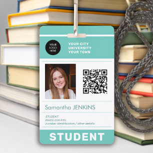 Modern student photo ID QR code school university  ID Badge