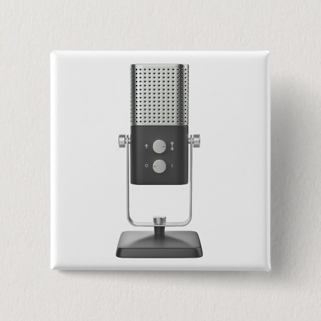 Modern studio microphone 15 cm square badge (Front)